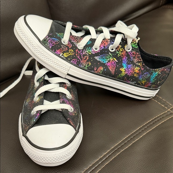 Converse New Kids' Black with Colorful Patterns Sneakers - Picture 2 of 5